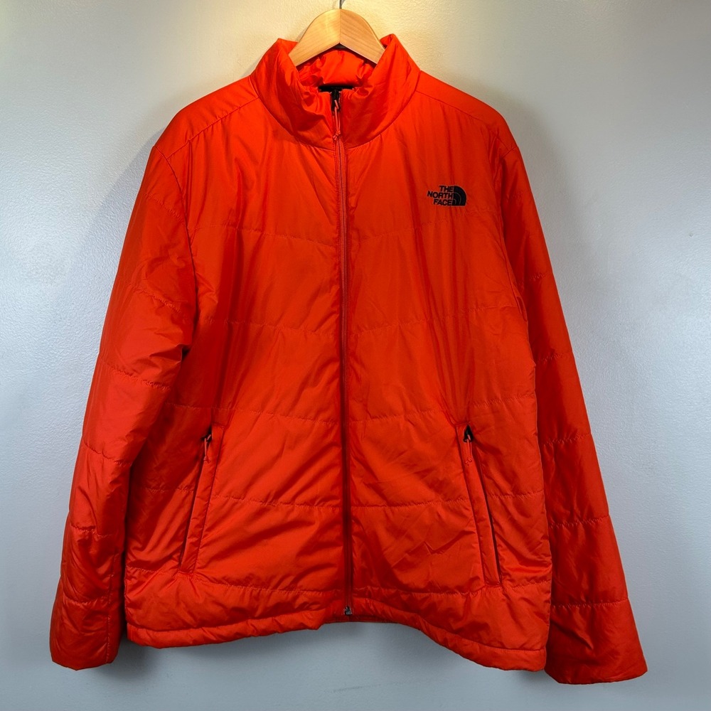 The North Face Mens XL Orange Quilted Puffer Jacket Full Zip Insulated Coat